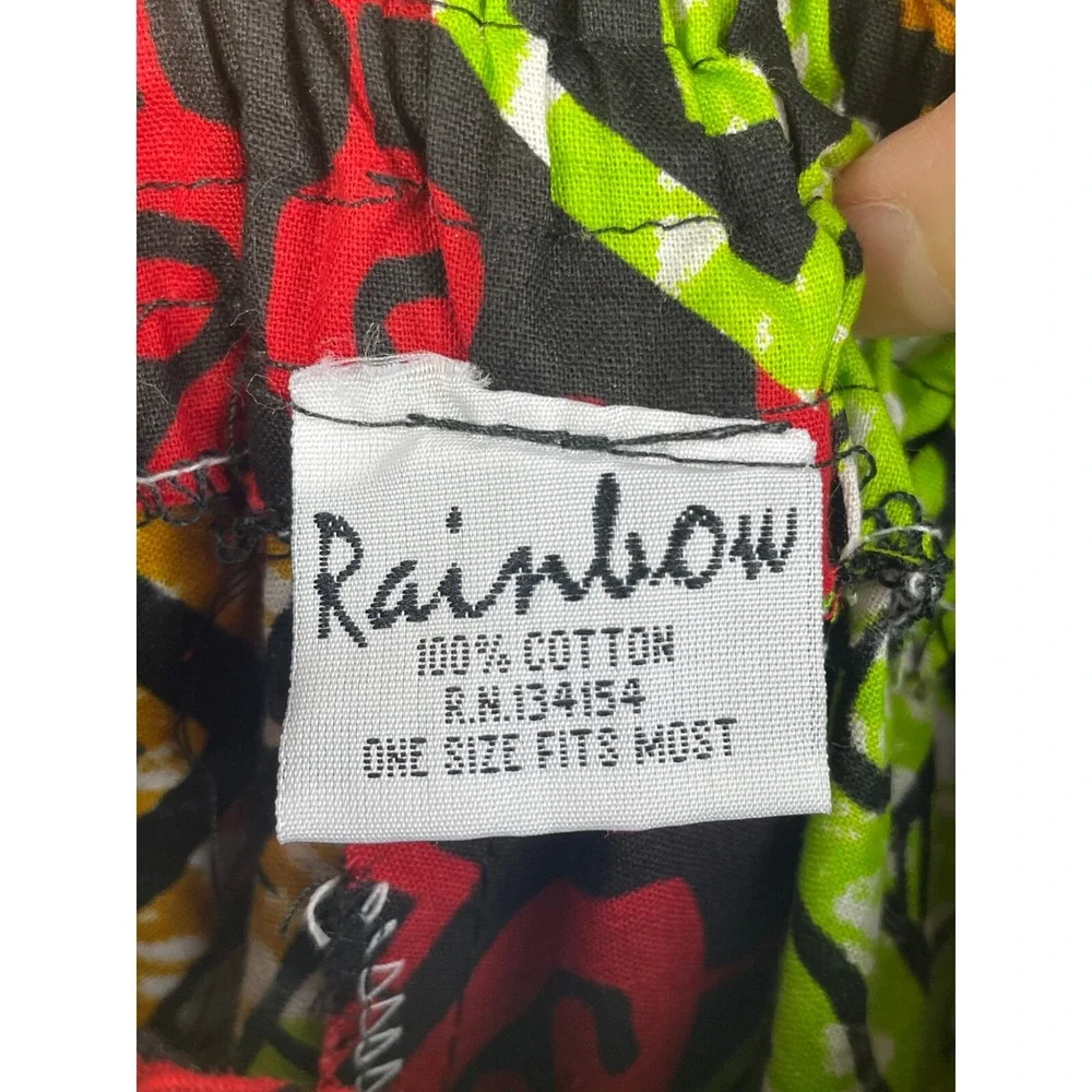 Rainbow Brand Skirt‎ Womens OS Maxi Pockets Tie Waist Full Cotton VTG Retro EUC